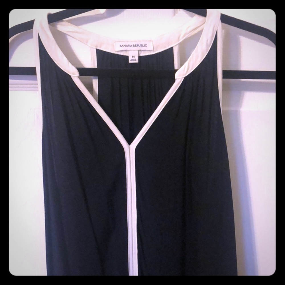 Navy tank with white trim